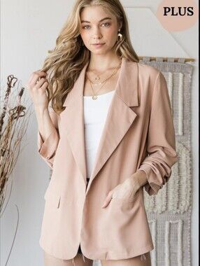 HEYSON - Blush Relaxed Blazer Jacket With Pockets - Size M